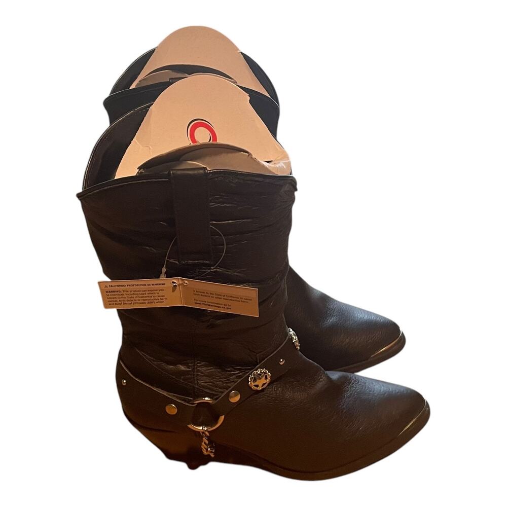 Dingo Womens Olivia Cowgirl Ankle Boots Black Size 8.5 New